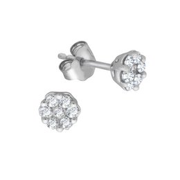 Elegant white gold stud earrings featuring a cluster of brilliant-cut diamonds for a sophisticated and timeless look.