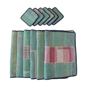 6 placemats and coasters in kantha N°1