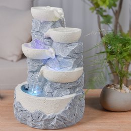 Indoor Fountain - Ganda - Natural Stone Effect Waterfall - Colorful Led Light - Zen Decoration and Gift Idea
