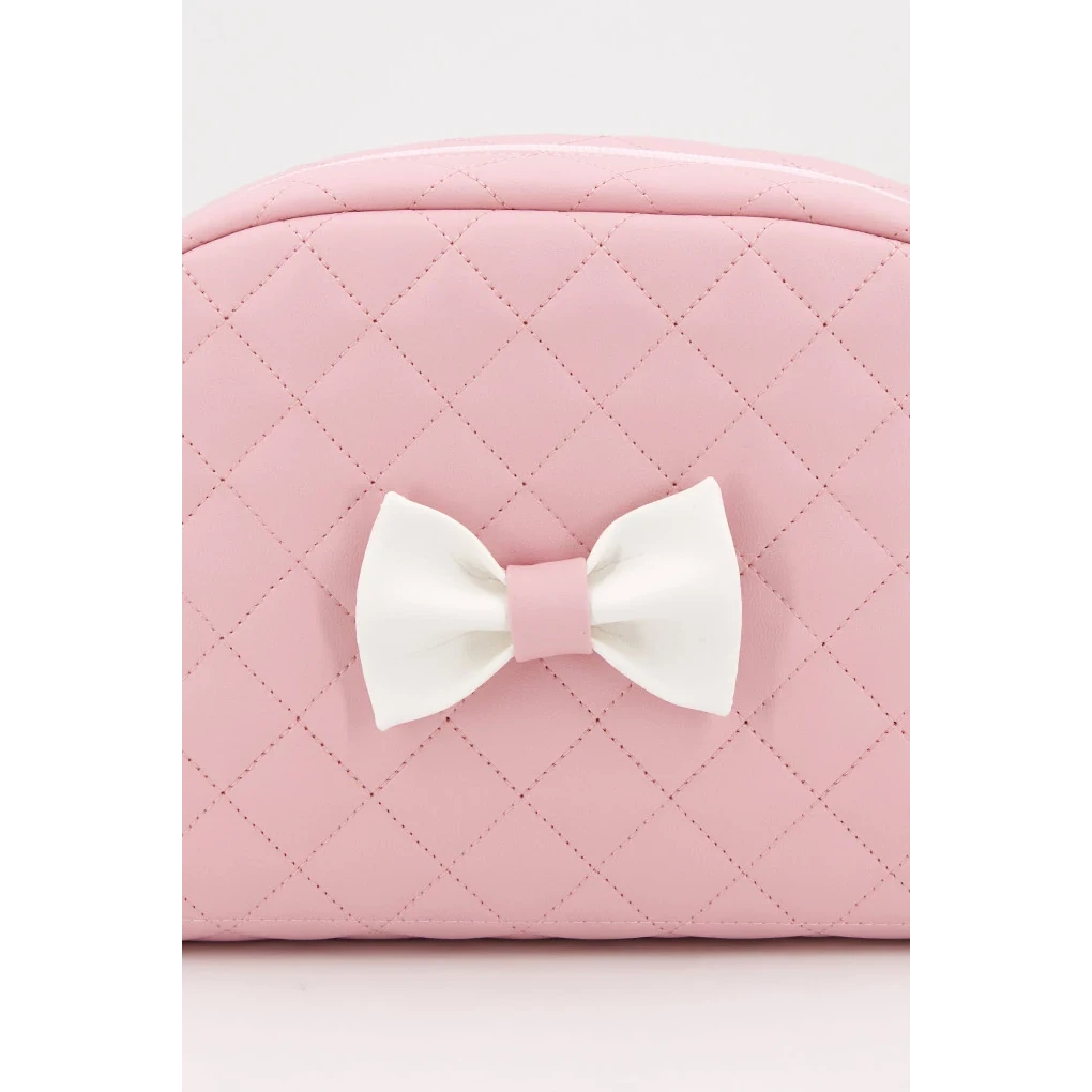 Trousse de toilette matelassée pour bébé avec nœud, rose