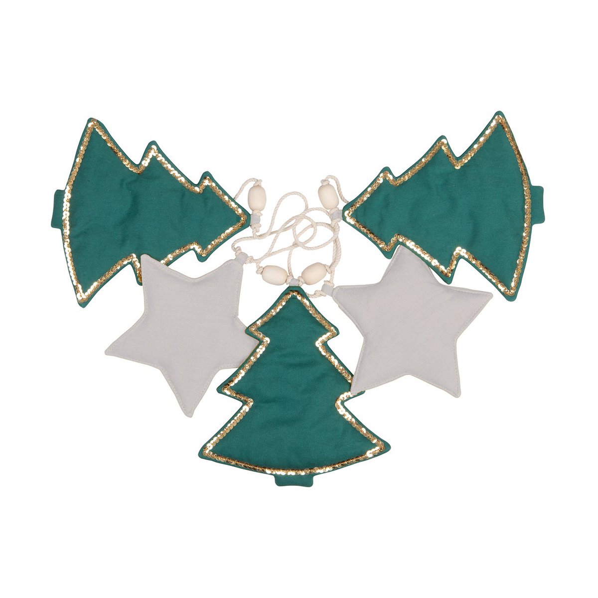 Guirlande en coton et lin « Sapin de Noël vert »