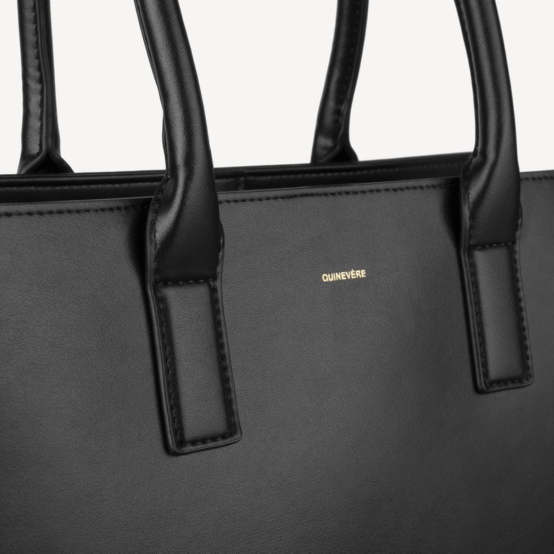Borsa a mano in pelle di mela vegana - nera