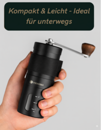 Kaffekværn manuelt med stepløs keramisk slibning - kompakt håndkaffekværn (sort)