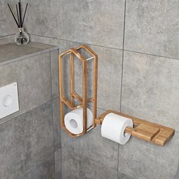 Porta della carta igienica rustica, mensola in legno montato a parete per la conservazione del bagno e arredamento