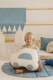 Dosel sobre cama en forma de casita "Jeans", casita para cuna, decoración para habitación de niño, casitas para bebé personalizadas baldaquín