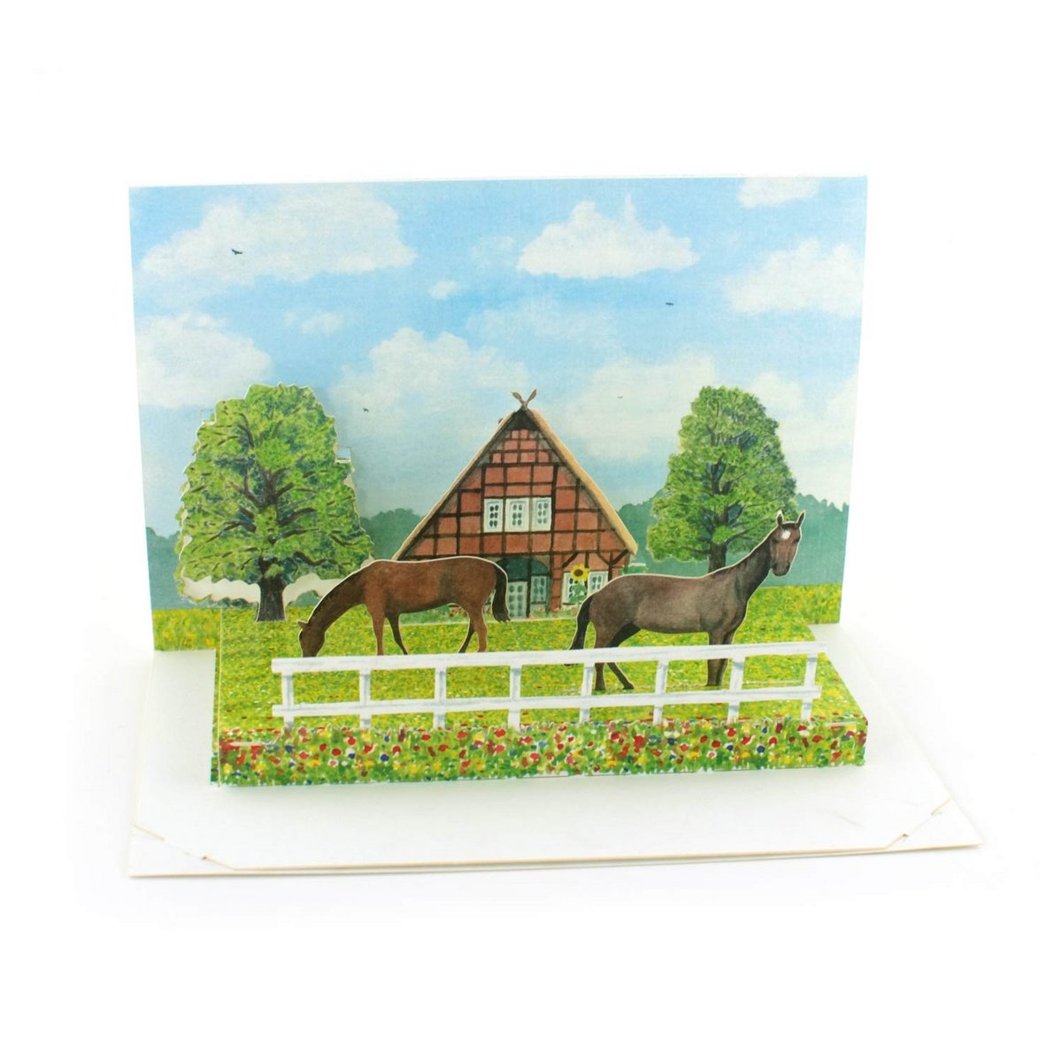 Carte pop-up ferme équestre
