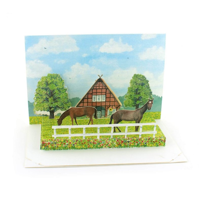 Carte pop-up ferme équestre