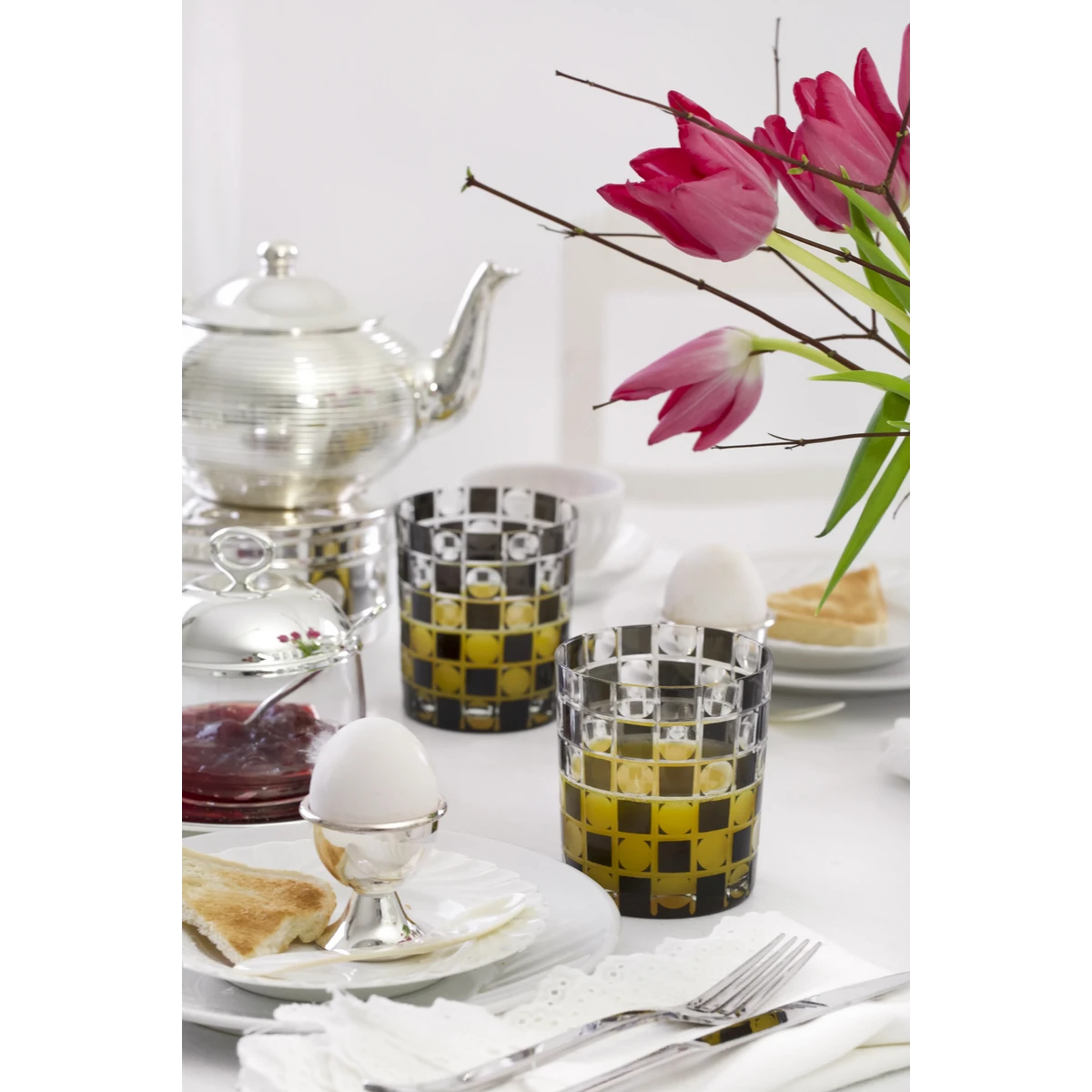 Set of 2 classo egg cups (height 5 cm), classic shape, heavy silver plated