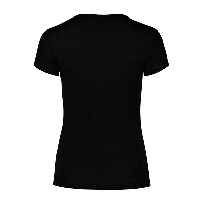Camiseta de manga corta Merino 160 para mujer, color negro
