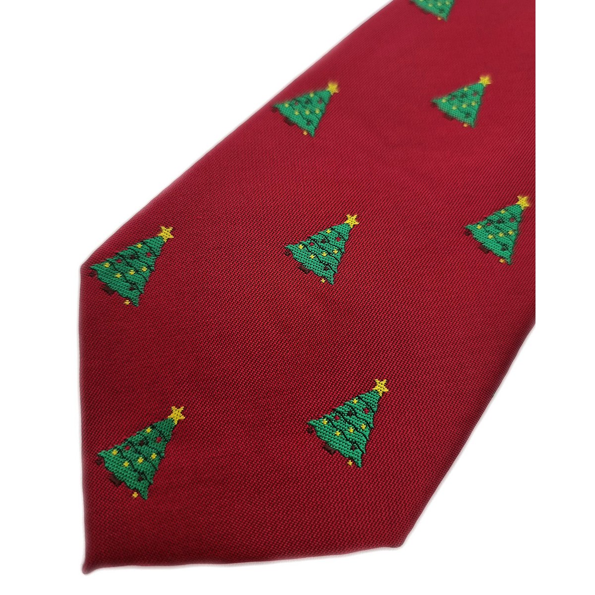Corbata - Burdeos con arboles de navidad con estrellas