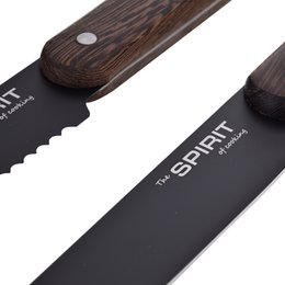 SOSL Set 5 Coltelli da Cucina Pelapatate Taglio Pane Preparazione Culinaria Cottura Lama Nera Legno Wengè