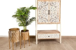 DM CARVED/METAL FURNITURE 2P+1C HM142206