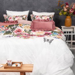 Melli Mello High on Love Dekbedovertrek Wit | Romantische Bloemen | Katoensatijn