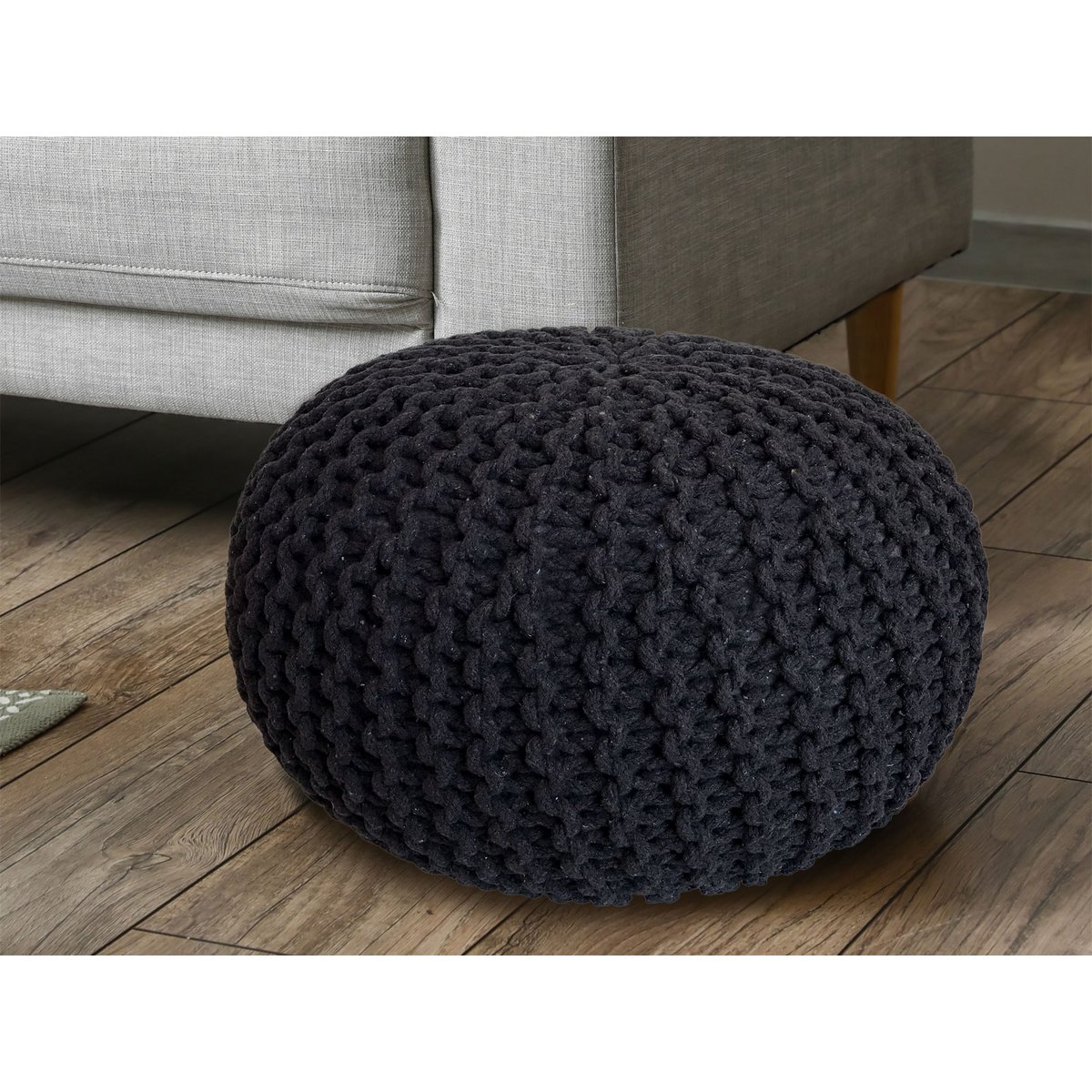 Pouf Ø 55 h 37 h 37 tabouret de tricot siège de planche de sol de pouf durable