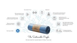 Recycled Heavy-Duty Garbage Bags 120l, 70 µm, blue