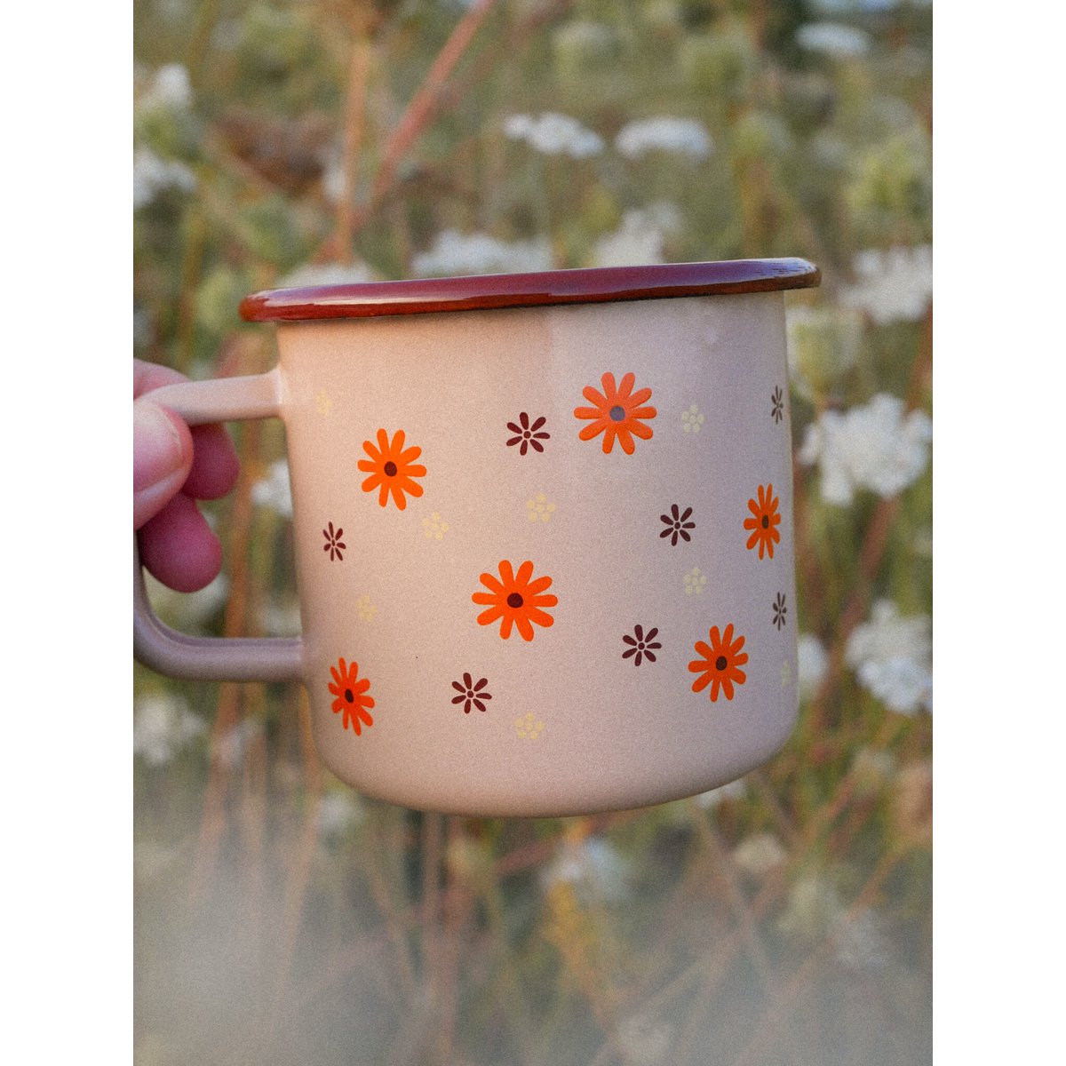 Mug émaillé je t'aime beige