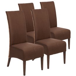 Rattan stoelen gezet 4 stukken eetkamerstoelen Antonio gestoffeerde stoelen bruin gestoffeerd wilde lederen look roggog