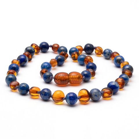 Baltische Bernstein und Lapis Lazuli Halskette 134