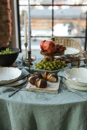 Ocean Mint linen tablecloth