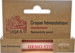 Osma blood stopper travel pen, a compact hemostatic pencil for beard care. Made of natural ingredients, it helps stop bleeding and soothe skin.