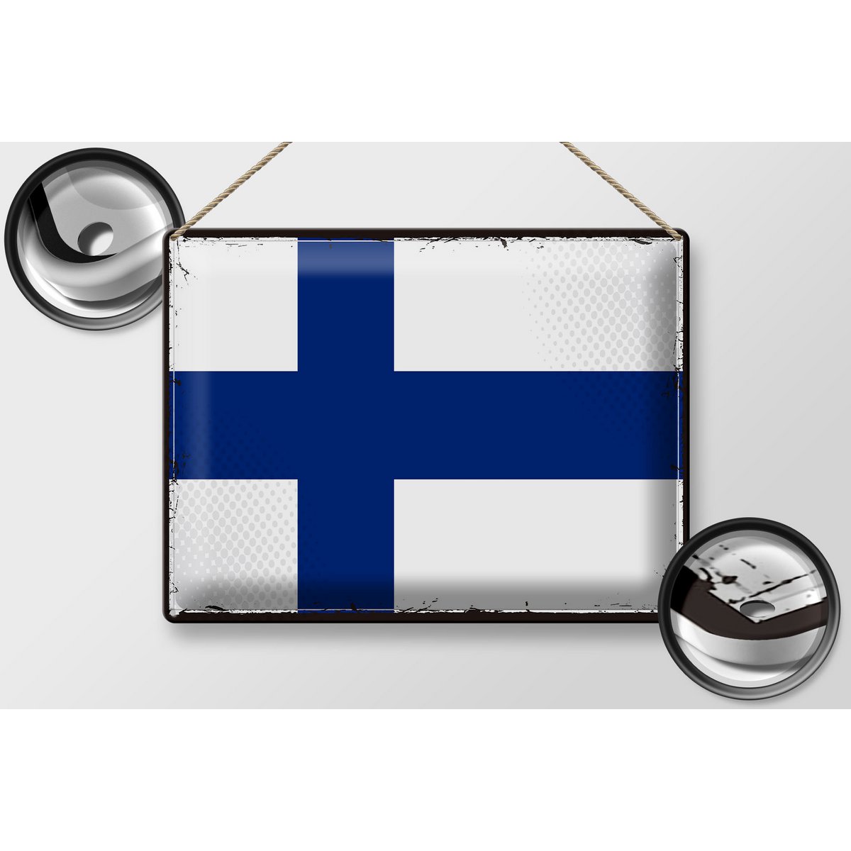 Tin Sign Flag Finland 40x30cm Retro Flag of Finland