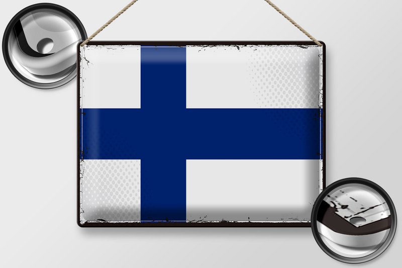 Tin Sign Flag Finland 40x30cm Retro Flag of Finland