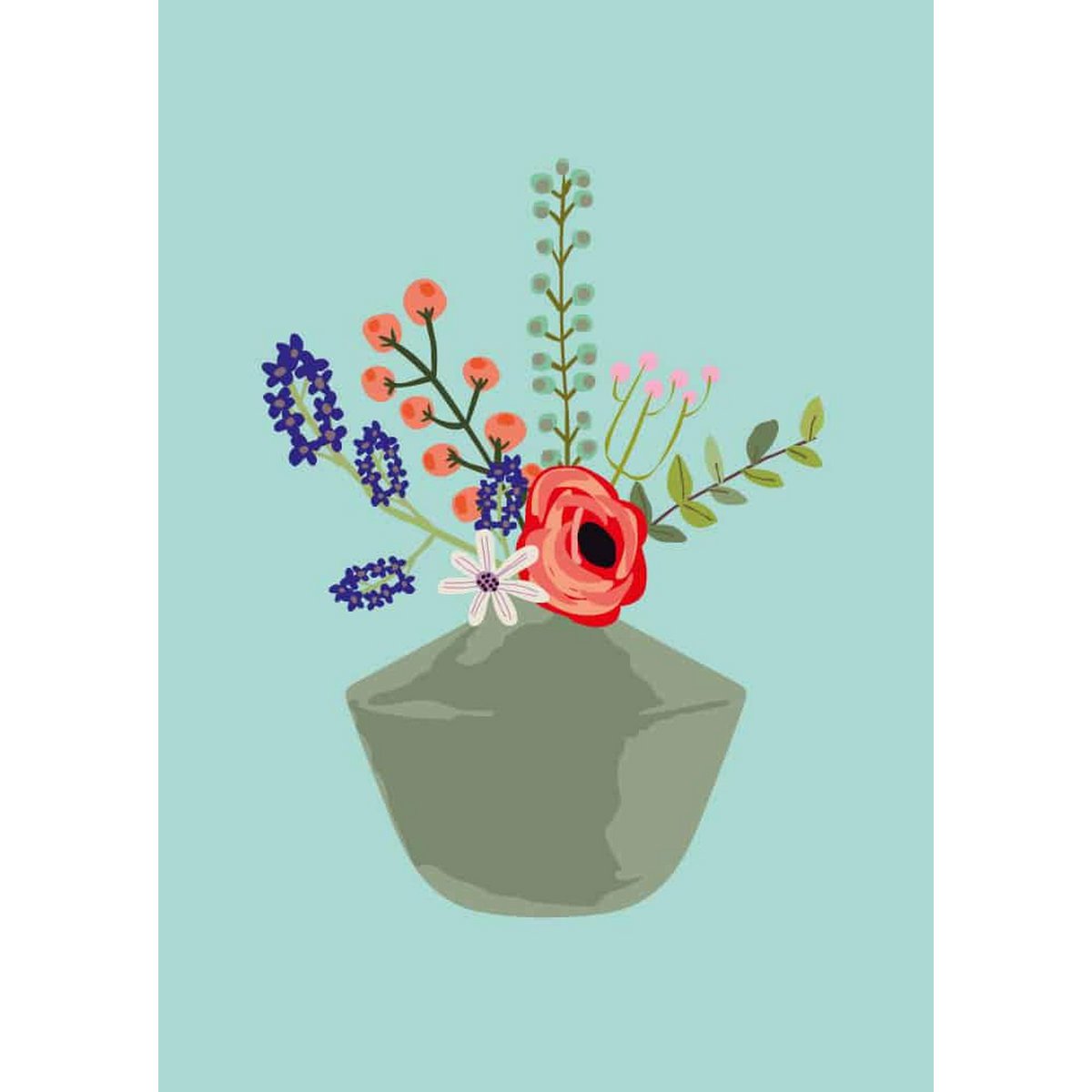 Jarrón con flores felinas.