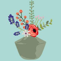 Vase with flowers feline