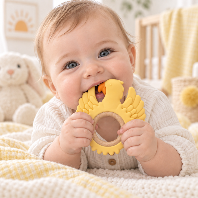 Parrot Wood & Silicone Teether | YELLOW