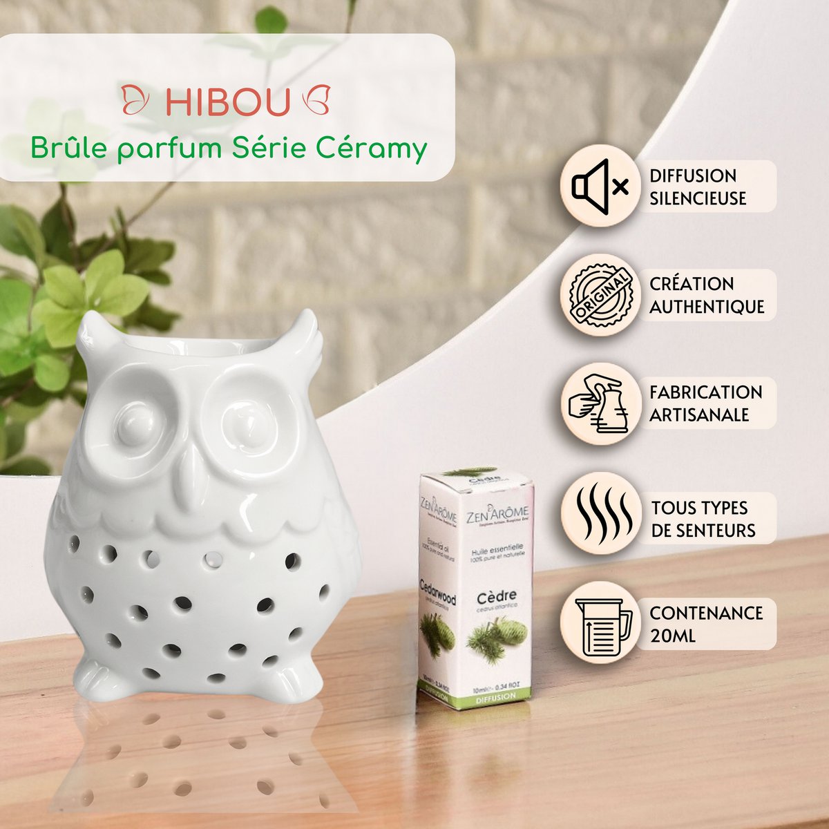 Quemador de Perfume - Búho - Diseño y Moderno - Portavelas Ceras Perfumadas, Aceites Esenciales - Accesorio Decorativo Aromaterapia
