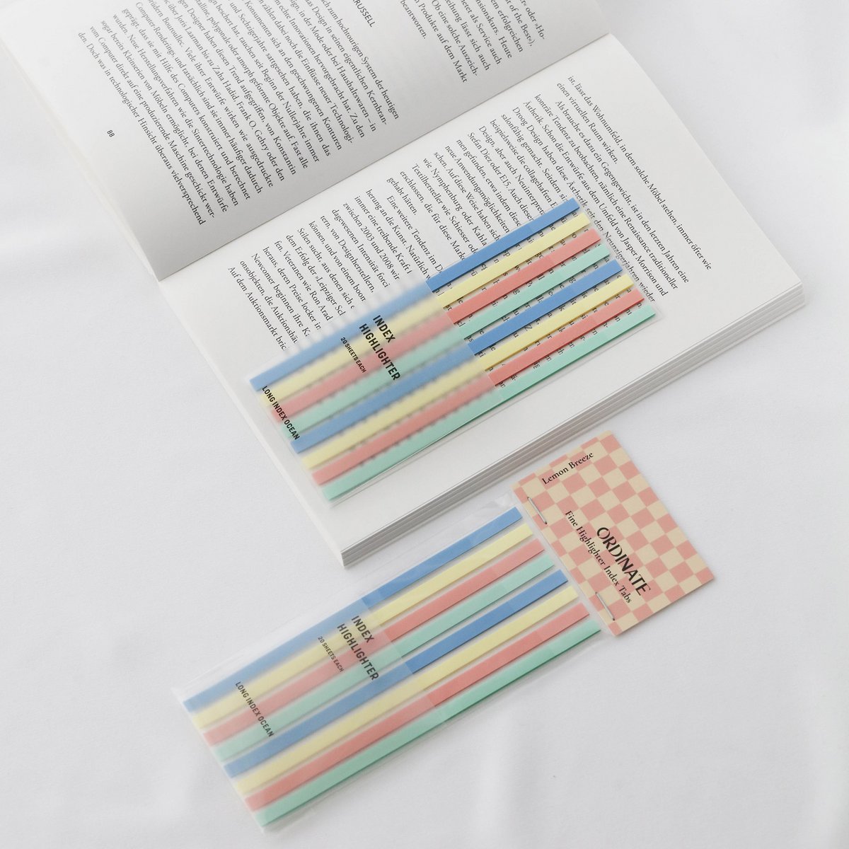 Lemon Breeze | Sticky Notes Tabs Long | Transparent tape | Long adhesive strips for marking text