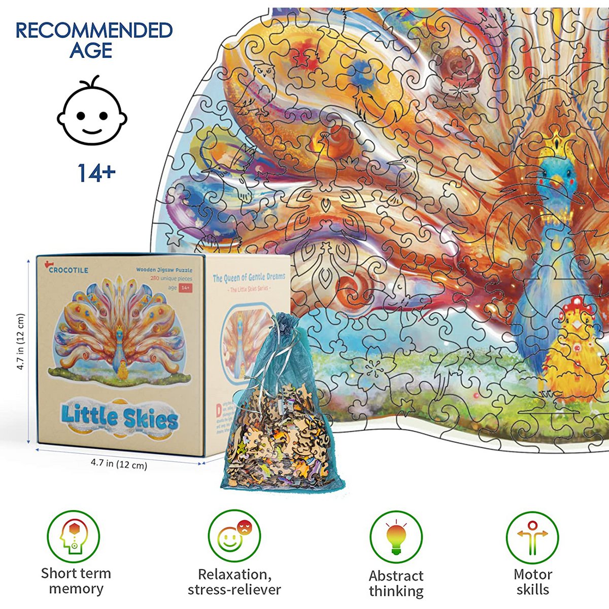 Zarina, The Queen of Gentle Dreams - Peacock Themed Wooden Jigsaw Puzzle