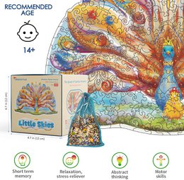 Zarina, la regina dei sogni gentili - Puzzle in legno a tema pavone