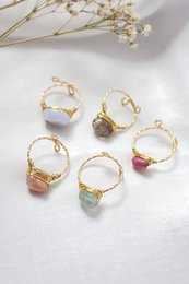 24K naturlige krystaller Hand Wired Solitaire Ring