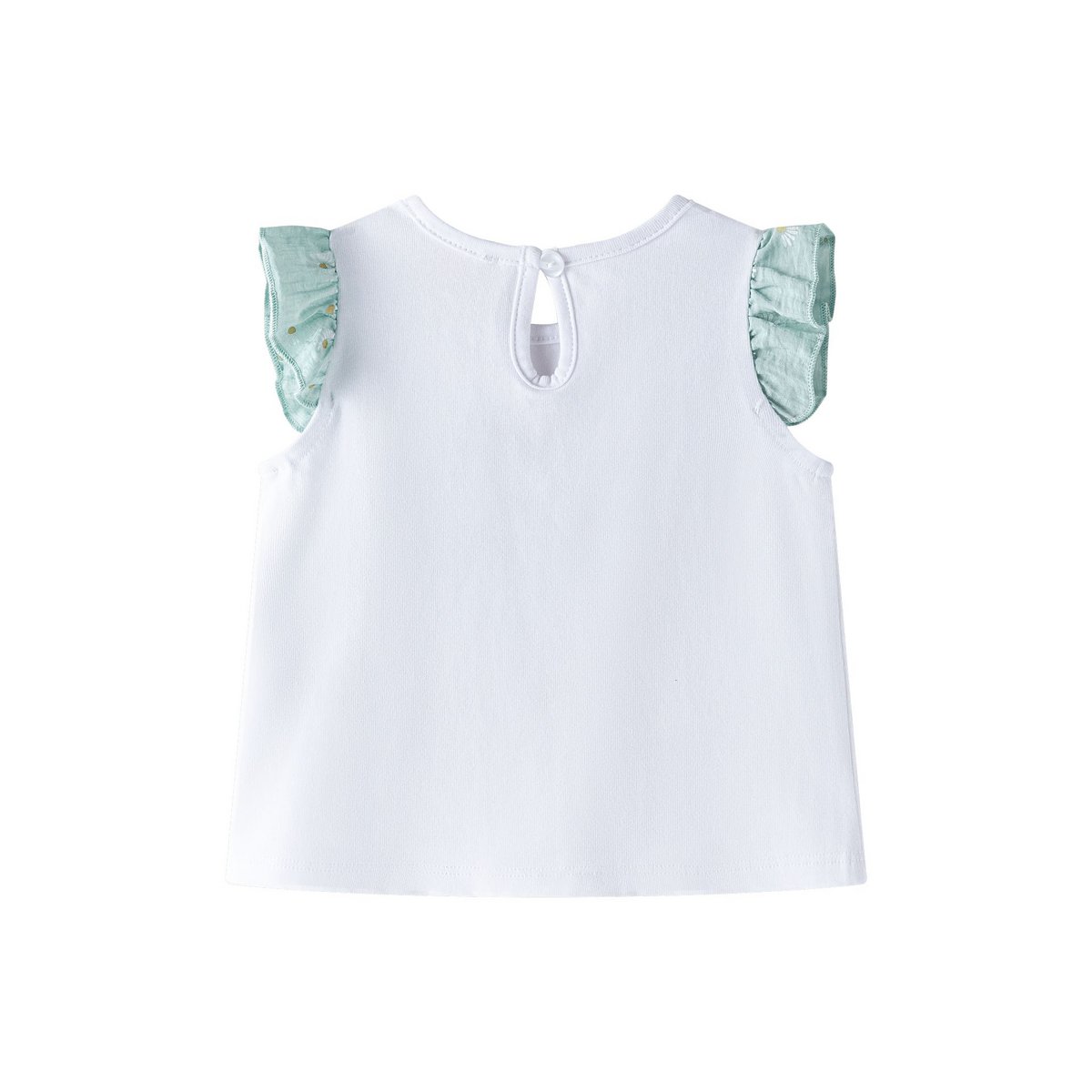 Wit T-shirt met ruchemouwen en roze giraffe BGV66583
