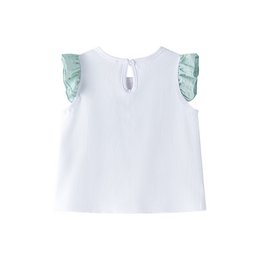 Camiseta blanca con mangas volante y jirafa rosa BGV66583