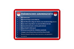 Tin sign saying 18x12cm Franconian Basic Law decoration