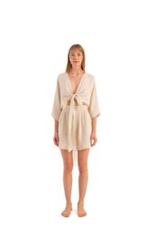 IKIKIZ katoen-TENCEL™ linnen gekreukelde short