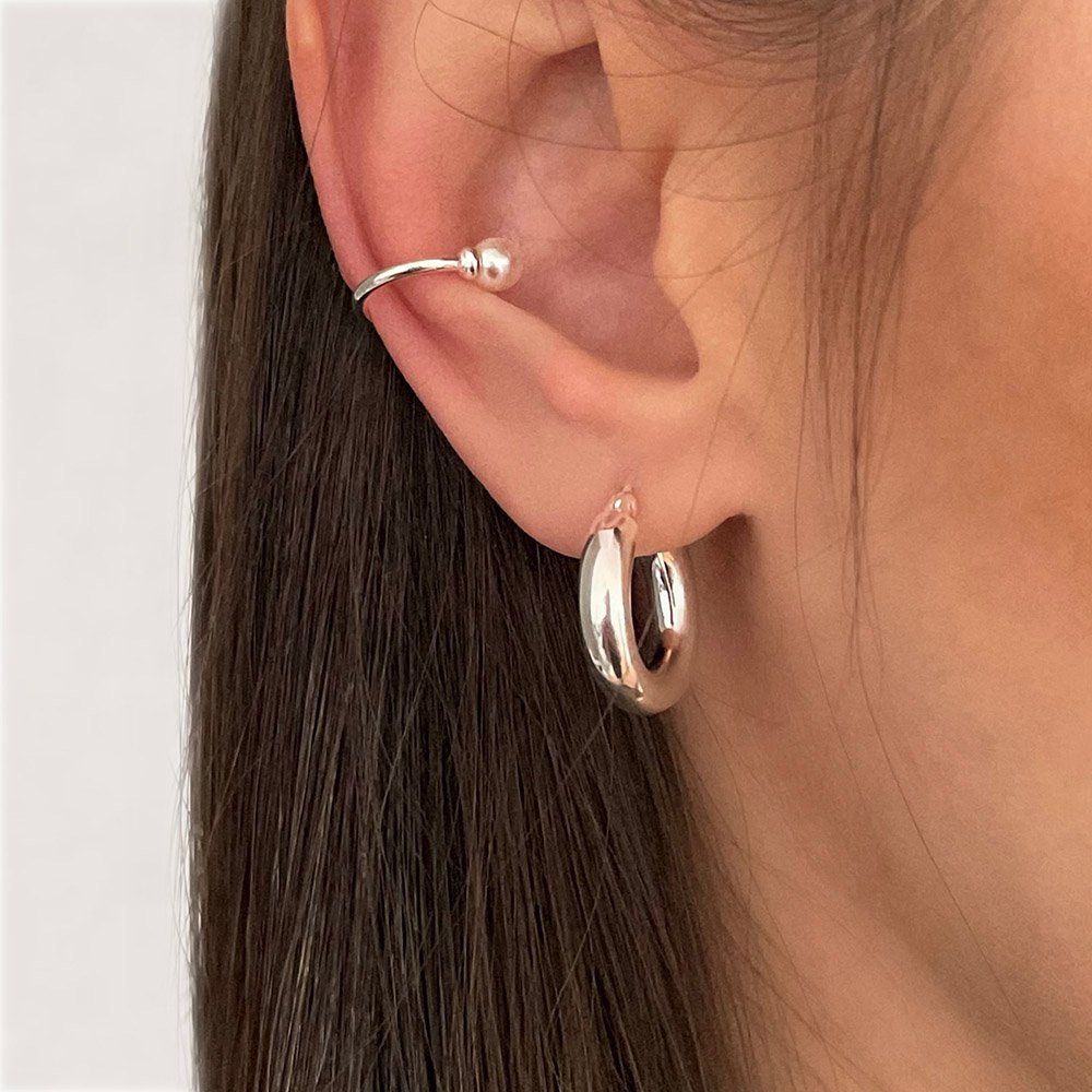 One Pearl Ear Cuff - Zilver
