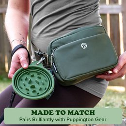 3-i-1 Crossbody hundetaske og skridsikker skål med matchende komposterbare poopposer