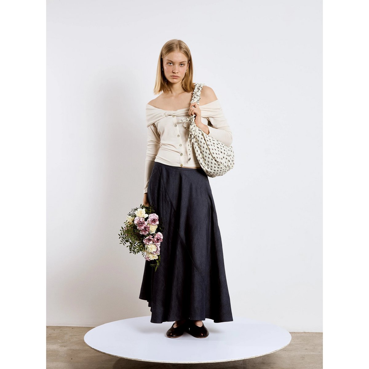 Zachte witte off-shoulder jersey top