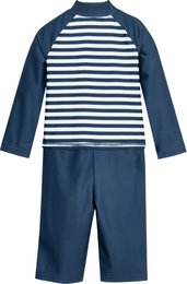 Traje de protección UV azul marino manga larga - azul marino/blanco