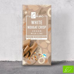 Biologico Torrone Bianco al Cioccolato Croccante vegano iChoc