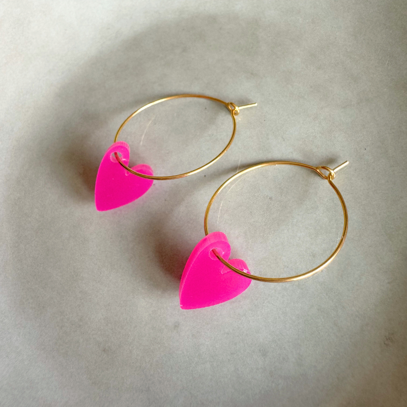 Øreringe Hoops Lume Charms | Hjerte Fuchsia