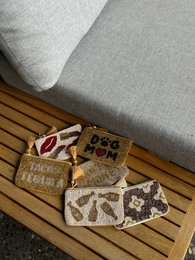 Håndlavet kaffepengepose med perler * Gave *