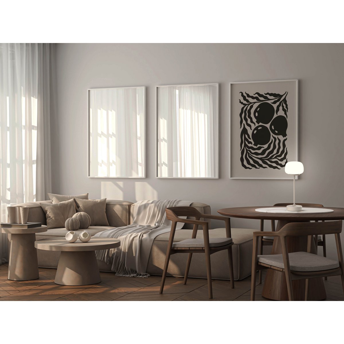 LED -batteri/ bordlampe "Pina" 30 cm høj, lavet af metal (beige) og glas (hvid), integrerede LED'er, varm hvidt