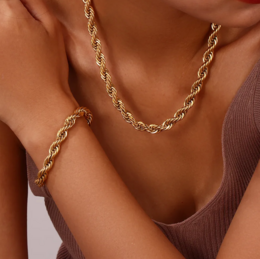 Esmeralda - 8mm Twist Bracelet Gold
