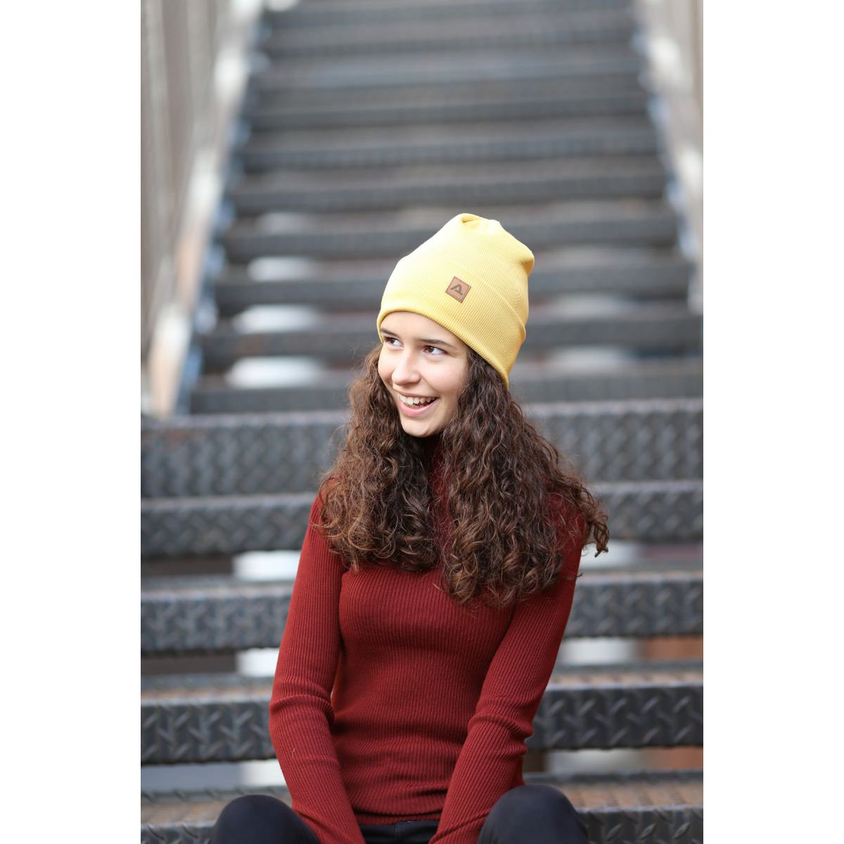 Gorro de primavera RIB - algodón - MOSTAZA