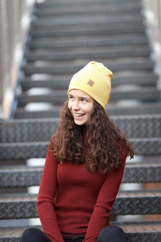 Gorro de primavera RIB - algodón - MOSTAZA