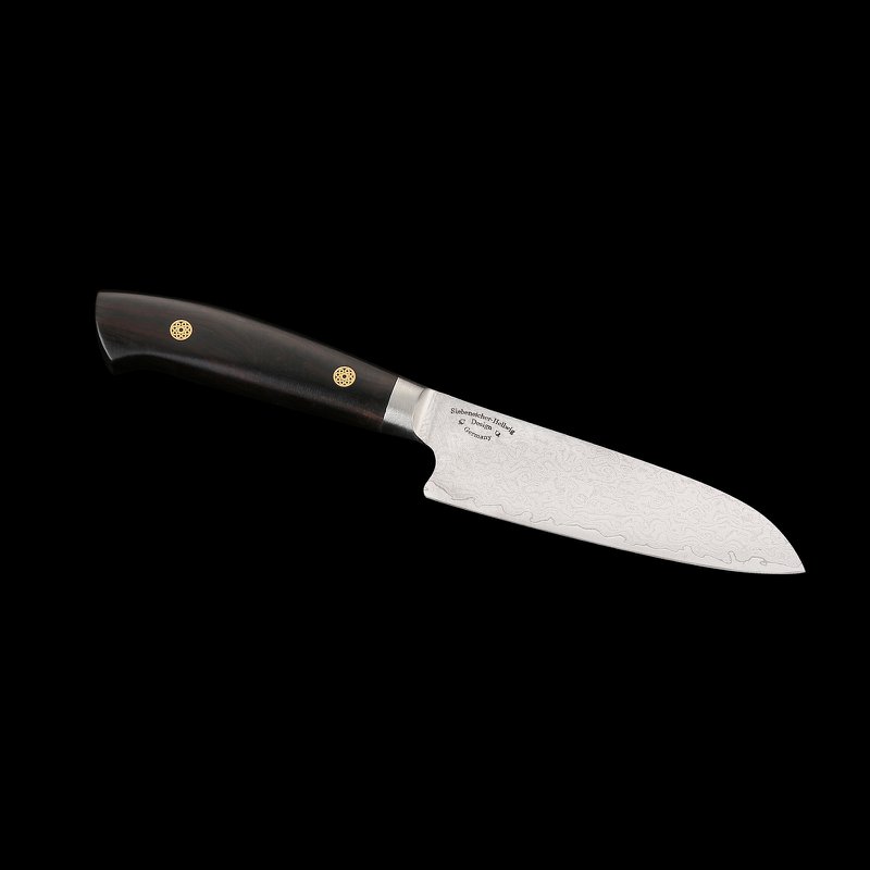 KATAHIRO KUBOTA Sense 3-tlgs. Santokumesser Damast mit Bambus Magnetmesserhalter, Japanischer VG-10 damast Edelstahl mit  Griff Ebenholz